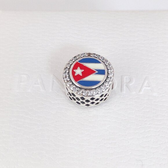 Pandora Cuba Flag Bead Charm Bracelet Pendant S925 Silver with box - Picture 4 of 7